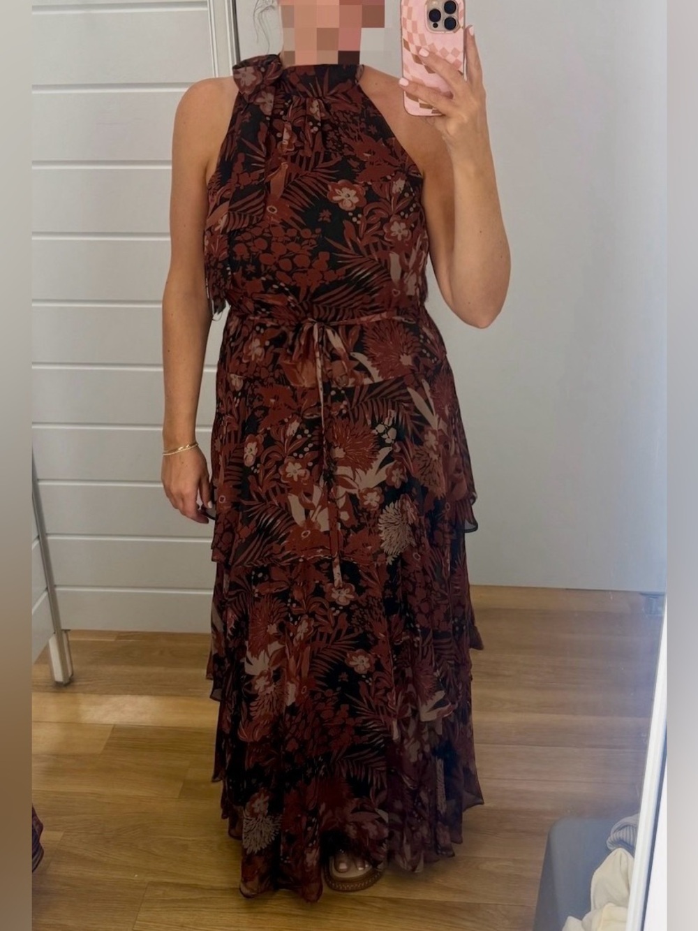 julia jordan Brown Floral Halter Maxi Dress